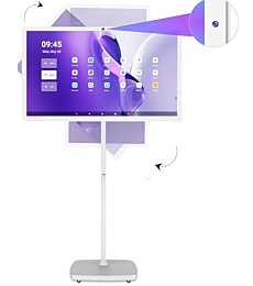 27-Inch Portable Touchscreen Monitor | Rolling TV on Wheels | 1080p Standbyme Smart Screen | 8g+128g Android OS 13 | Built-in 4K Webcam &133wh Battery(Up to 8H) | Full Swivel Rotation | Remote Control