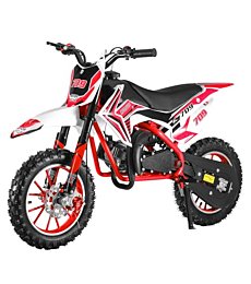 cdar 49cc Kids Dirt Bike, 2-Stroke Gas Power Motocross Off-Road Tires Shock Absorption Springs Soft Seat Cushion Pocket Motorbike with Front Rear Disc Brakes (Red+Black)