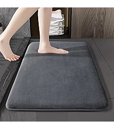 SONORO KATE Rugs, Ultra Absorbent & Non-Slip Memory Foam, Machine Washable, Soft Velvet Bath Mats, Easier to Dry for Bathroom Floor (17"×24", Dark Grey)