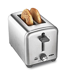 BELLA Stainless Steel 2 Slice Toaster with Extra Wide Slots & Removable Crumb Tray - 6 Browning Options, Auto Shut Off & Reheat Function - Toast Bread, Bagel & Waffle