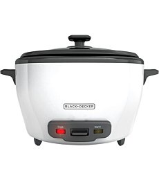 Close-up of the removable, non-stick inner pot of a BLACK+DECKER Rice Cooker. Transparent Background