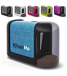 Compact and portable battery-operated electric pencil sharpener.