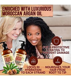 Luxurious argan oil shampoo and conditioner bottles