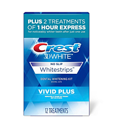 Crest 3D Whitestrips Vivid Plus - Box of Crest 3D Whitestrips Vivid Plus teeth whitening strips.