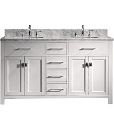 Virtu USA MD-2060-WMSQ-WH-NM Caroline Bathroom Vanity 60 inches White