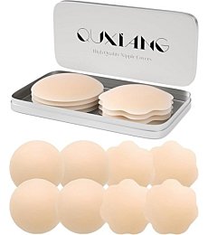 QUXIANG Pasties: Reusable Silicone Nipple Covers (4 Pairs) for Sheer & Backless Dresses