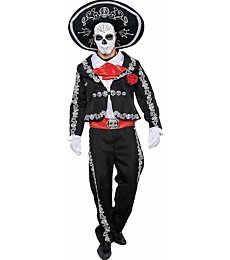 Spooktacular Creations Mens Day of The Dead Mariachi Senor Adult Costume Set Halloween Costume, Dia Muertos