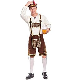 Spooktacular Men's Bavarian Oktoberfest Costume Set: Lederhosen, Shirt, Hat & Knee Socks