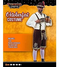 Spooktacular Men's Bavarian Oktoberfest Costume Set: Lederhosen, Shirt, Hat & Knee Socks