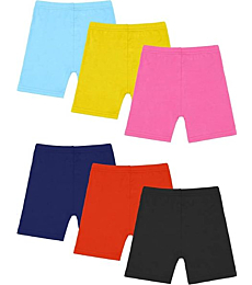 Resinta 6 Pack Dance Shorts Girls Bike Short Breathable and Safety (Yellow,Orange,Navy,Black,Light Blue,Pink)