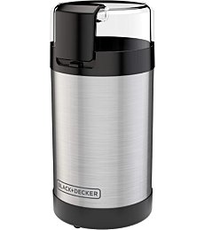 Black+Decker One Touch Coffee Grinder with stainless steel bowl.