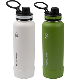 ThermoFlask 40 oz Double Wall Vacuum Insulated Stainless Steel 2-Pack of Water Bottles, Arctic/Grasshopper