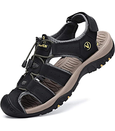 Men's athletic sandals with closed toe for outdoor adventures.

