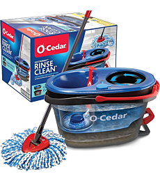 O-Cedar EasyWring RinseClean Microfiber Mop and Bucket System with grey mop and bucket.