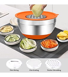 Set of Stainless Steel Mixing Bowls with Airtight Lids 