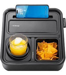 Original Tray - Drinks & Snacks Sofa Caddy with Armrest, Table with Phone Stand- TV Remote Control Storage and Organizer - for Living Rooms, RV, and Cars