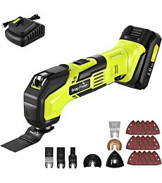 SnapFresh Cordless Oscillating Tool, 20V Oscillating Multi-Tool with 6 Speed, 3.2°Oscillating Angle, 22pcs Accessories, 2.0Ah Battery and Fast Charger, Tool Kit for Scraping, Sanding, Cutting Wood