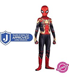 Marvel Integrated Spider-Man Official Youth Deluxe Zentai Costume - Stretch Spandex with Hidden Zippers and Wrist Slits