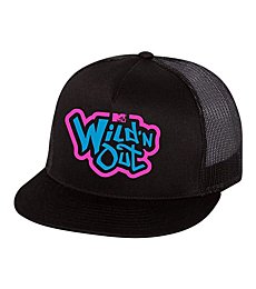 A stylish white flat bill hat with a neon Wild 'N Out logo, perfect for showing your love for your favorite MTV show