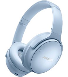 Bose QuietComfort 45 SE headphones in Moonstone Blue with plush earcups for comfortable wear.