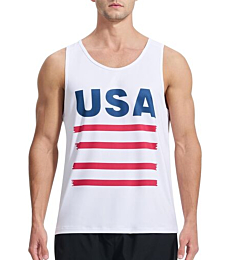 Men's athletic tank top in White with moisture-wicking fabric.