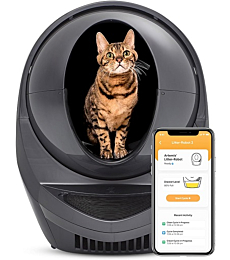 Litter-Robot 3 Connect by Whisker (Grey) Automatic Self-Cleaning Cat Litter Box, WiFi Enabled, Works with Any Clumping Litter, Never Scoop Again