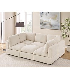 Modular Sectional Sofa, Convertible Sleeper Sofa Modular Sectional Sofa Bed with Ottoman, 6-seat Sectional Sofas for Lving Room