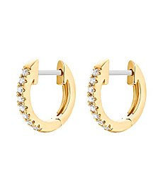 PAVOI 14K Yellow Gold Plated Post Cubic Zirconia Cuff Earring Huggie Stud