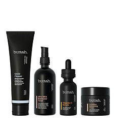 Buttah Skin Supreme Kit for Melanin Rich Skin | CocoShea Revitalizing Cream 2 oz | Vitamin C Serum 1 oz | Cleanser 3.4 oz | Rosewater Toner 3.4 oz | Black Owned Skincare