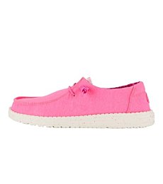 Hey Dude Women's Wendy Canvas Neon Pink Size W5 | Women's Shoes | Women's Slip On Loafers | Comfortable & Light-Weight