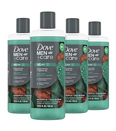 Dove Men+Care Body Wash Eucalyptus + Cedar Oil 4 Count to Rebuild Skin in the Shower with Plant-Based Cleansers and Moisturizers 18 oz