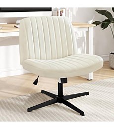 Criss Cross Chair, Cross Legged Office Chair, Wide Comfty Desk Chair, No Wheels Armless Computer Task Chair, Swivel Vanity Home Chair, Height Adjustable