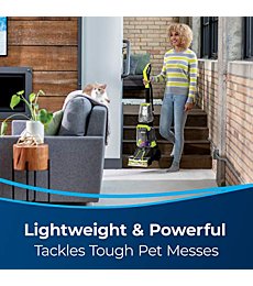 BISSELL TurboClean PowerBrush Pet Carpet Cleaner removes pet stains and dirt.