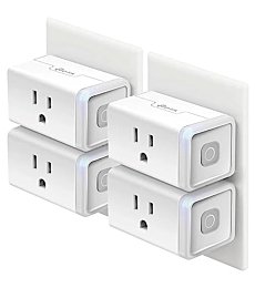 Kasa Smart Plug HS103P4, Smart Home Wi-Fi Outlet Works with Alexa, Echo, Google Home & IFTTT, No Hub Required, Remote Control, 15 Amp, UL Certified, 4-Pack, White