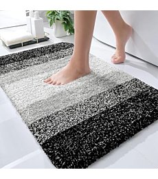 OLANLY Bathroom Rug Mat 30x20, Extra Soft and Absorbent Microfiber Bath Rugs, Non-Slip Plush Shaggy Bath Carpet, Machine Wash Dry, Bath Mats for Bathroom Floor, Tub and Shower, Black