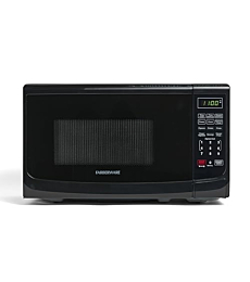 Farberware Countertop Microwave 700 Watts, 0.7 Cu. Ft. - Microwave Oven With LED Lighting and Child Lock - Perfect for Apartments and Dorms - Easy Clean Grey Interior, Retro Black