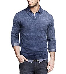 COOFANDY Men Contrast Sweater Cotton Relaxed Business Basic Long Sleeve Fall Top