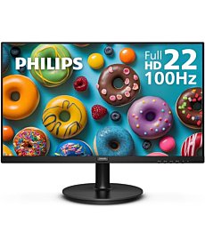 PHILIPS 22 inch Class Thin Full HD (1920 x 1080) Monitor, 100Hz Refresh Rate, VESA, HDMI x1, VGA x1, LowBlue Mode, Adaptive Sync, 4 Year Advance Replacement Warranty, 221V8LB