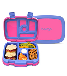 Bentgo® Kids Bento-Style 5-Compartment Leak-Proof Lunch Box - Ideal Portion Sizes for Ages 3 to 7 - Durable, Drop-Proof, Dishwasher Safe, BPA-Free, & Made with Food-Safe Materials (Fuchsia)