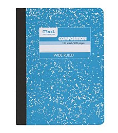 Mead Composition Notebook, Wide Ruled Paper, 9-3/4" x 7-1/2", 100 Sheets, Blue Marble (09918AY7)