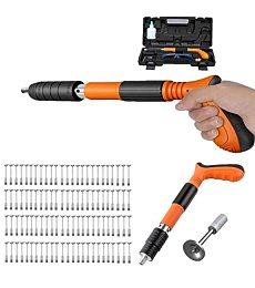 Portable Manual Nailer Gun - Woodworking and Decoration Integrated Air Nailer Gun, 4 Gears Steel Nail Gun with 100 Nails, Nail Wall Fastening Tool for Red Brick Walls, Concrete Walls and Wooden Boards