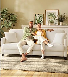 Welzona Loveseat Sofa, 83" Couches for Living Room, Comfy Teddy Couches Fleece Love Seat, Tool-Free Setup Sofas for Living Room, All-Wood Sofa Couch, Small Couch 2 Pillow Included, Beige