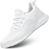 Mens Slip on Running Shoes Ultra Light Breathable Casual Walking Work Shoes Tennis Sneakers Mesh Gym Travel Sports Shoes White