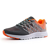 JABASIC Women Casual Breathable Running Sneakers Lightweight Tennis Shoes (7,Grey/Orange)