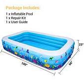 AsterOutdoor Inflatable Swimming Pool, 100"x 66"x 23", Full-Sized Above Ground Kiddle Family Lounge Thickened Pool for Adult, Kids, Toddlers, Blow Up for Backyard, Garden, Party, Blue