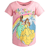 Disney Beauty and The Beast Princess Belle Cinderella Tiana Big Girls T-Shirt 10-12 Pink