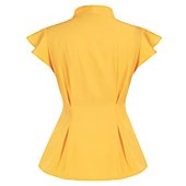Belle Poque Ladies Casual Work Solid Blouse Shirts Tops Bow Tie Neck Ruffle Sleeveless Casual Work Solid Blouse Shirts Tops,Yellow