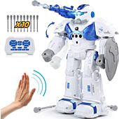 O WOWZON Upgraded Rc Robot Toys Rechargeable Intelligent Programmable Remote Control Educational New Robots 2.4GHz Gesture SensingWalking Dancing Shooting Age 6 7 8 9 10 Year Old Kids Boys Girls Gift