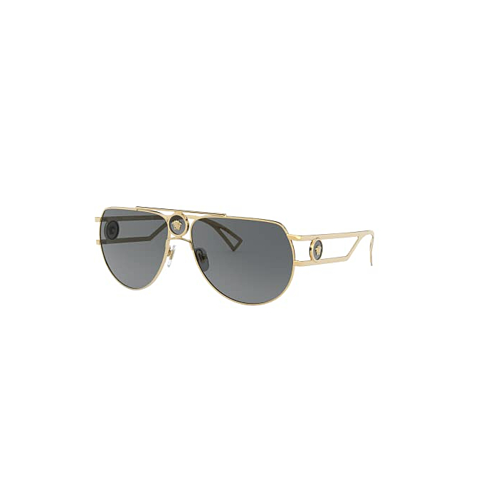 Versace VE 2225 100287 Gold Metal Aviator Sunglasses Grey Lens