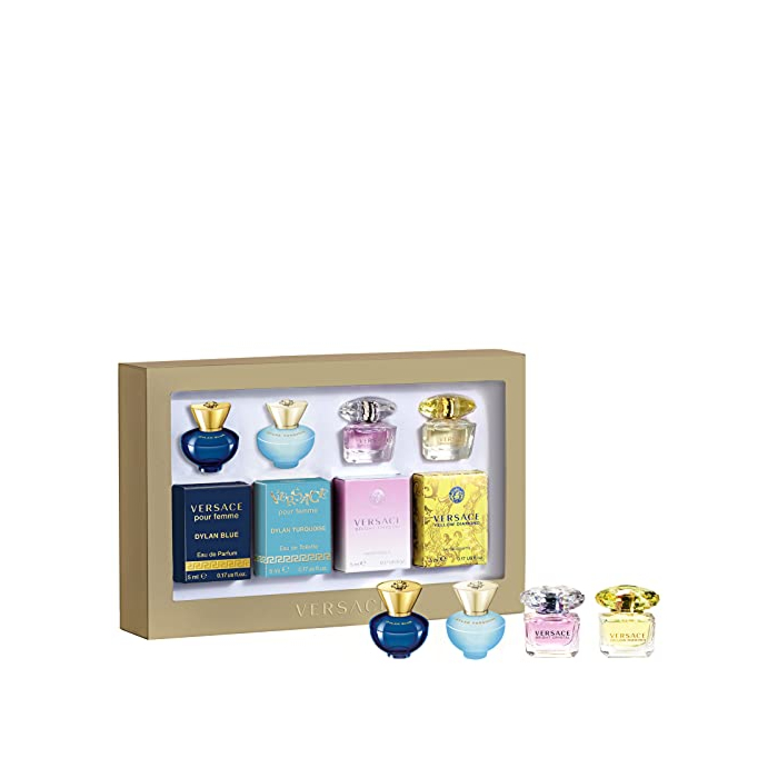 Versace Gifts & Sets Womens Mini Set (Pour Femme Dylan Blue 0.17 oz EDP, Pour Femme Dylan Turguoise EDT, Bright crystal EDT yellow diamond EDT)